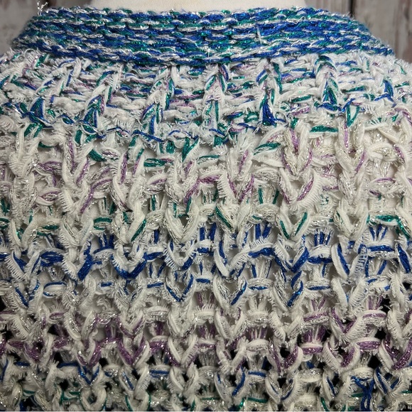 NEW NWOT Isabel Marat Andrea Open Knit Metallic Cropped Sweater Pullover Size 44 - Picture 9 of 16